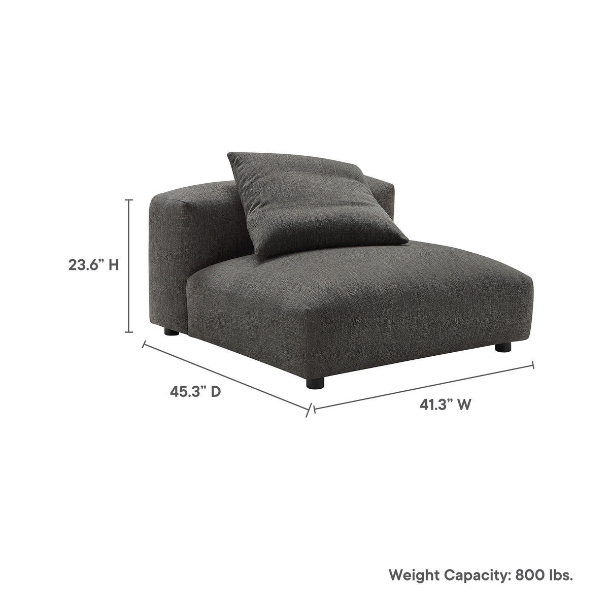 Solace Charcoal Modular Upholstered Fabric Armless Chair - Ornate Home