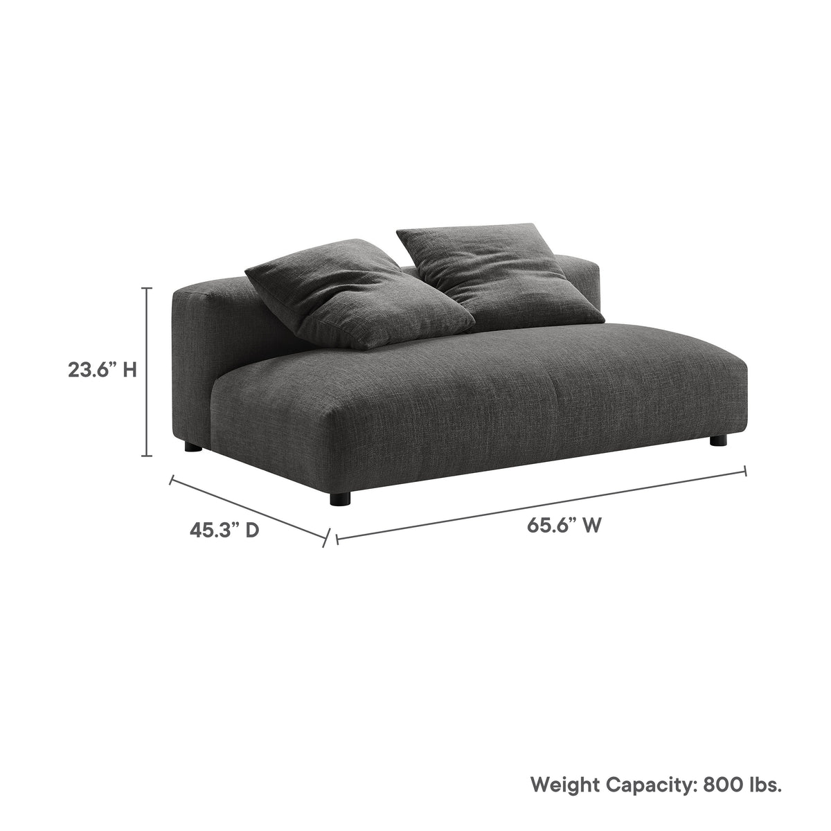 Solace Charcoal Modular Upholstered Fabric Armless Loveseat - Ornate Home