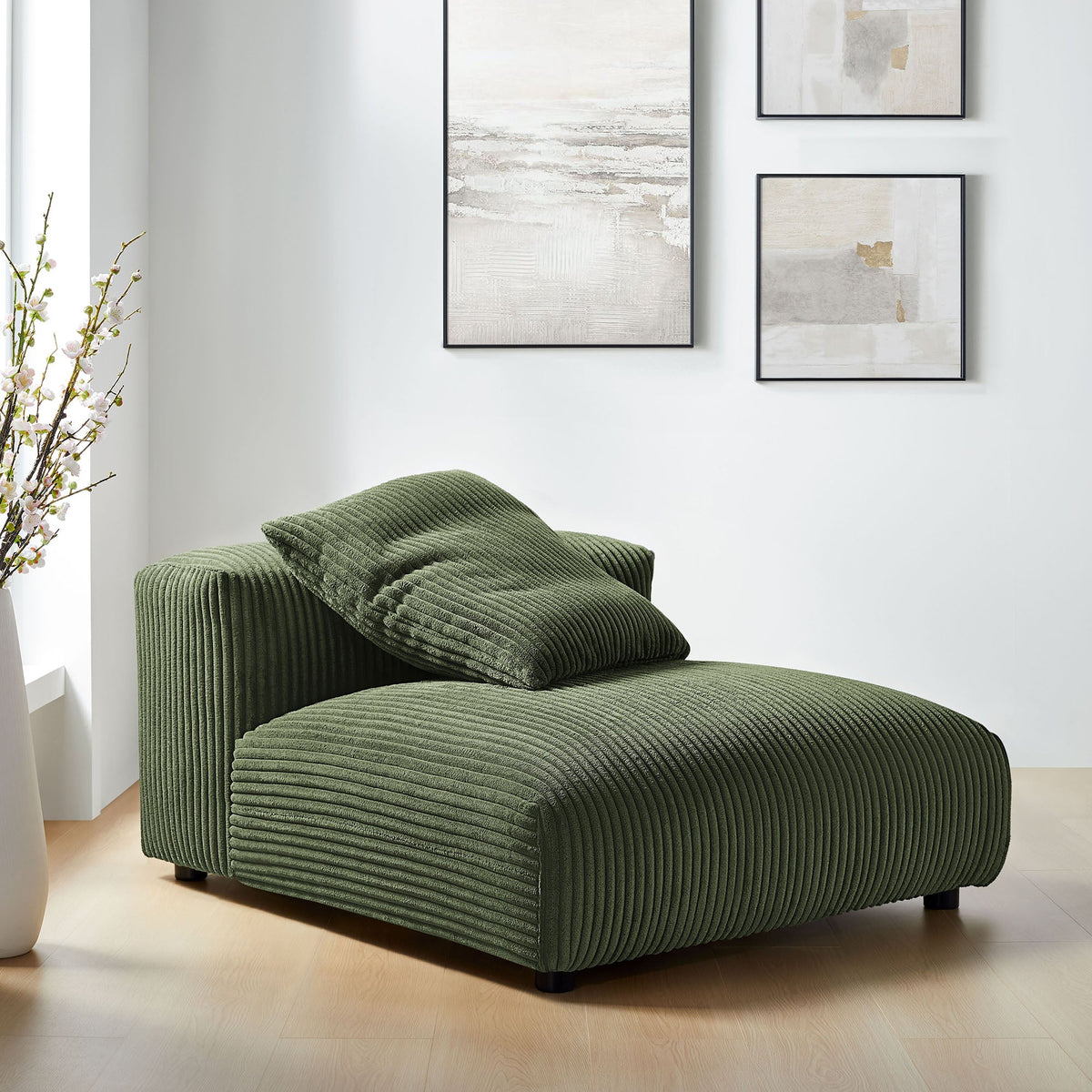 Solace Fern Modular Corduroy Upholstered Armless Chair - Ornate Home