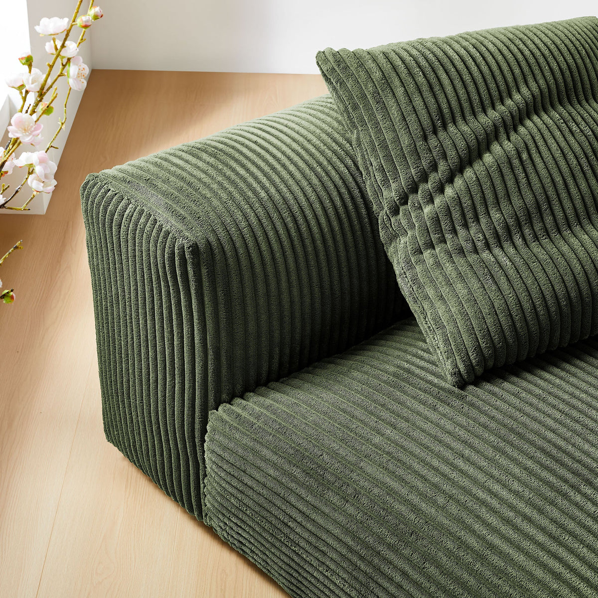 Solace Fern Modular Corduroy Upholstered Armless Chair - Ornate Home