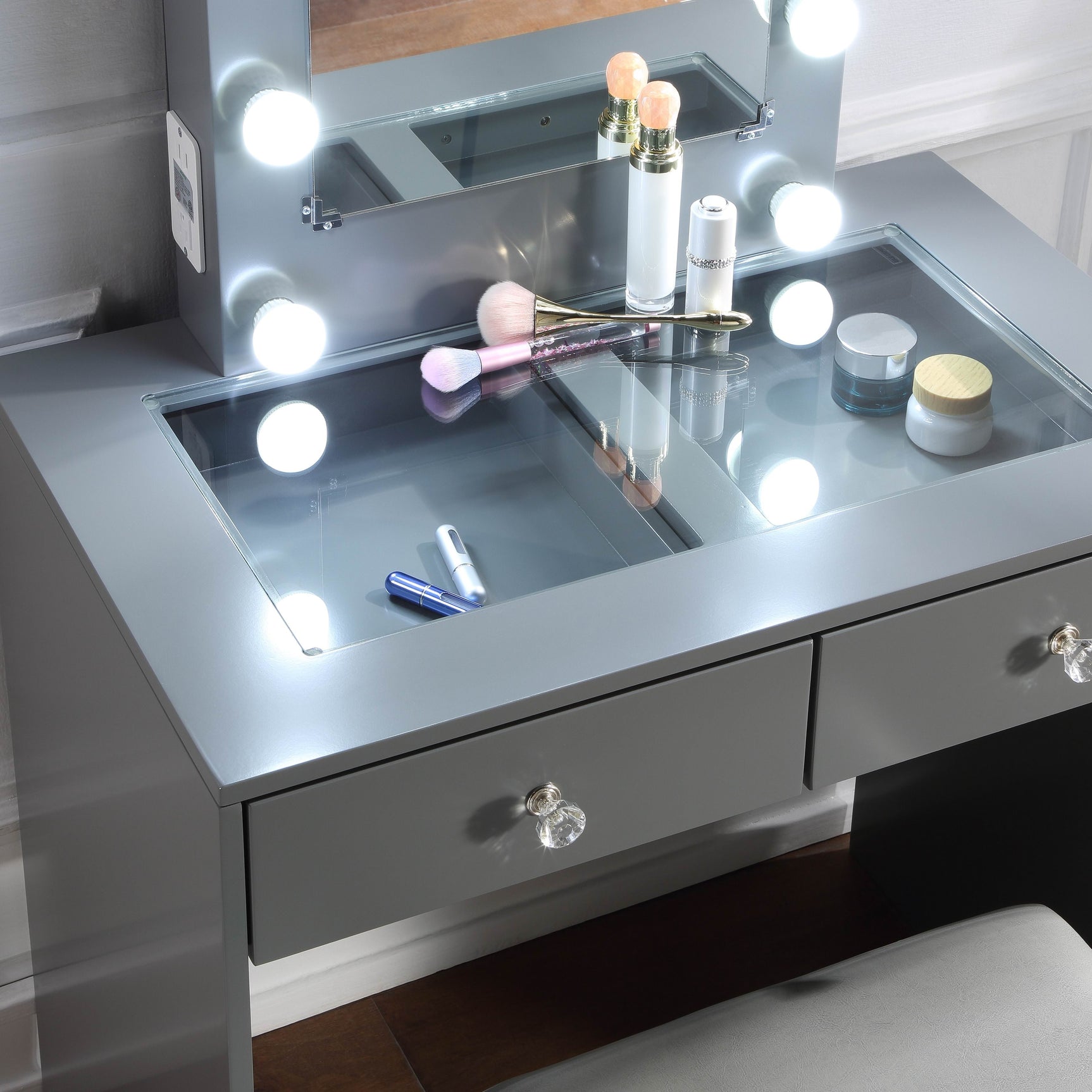 Solace Gray Makeup Vanity - Ornate Home