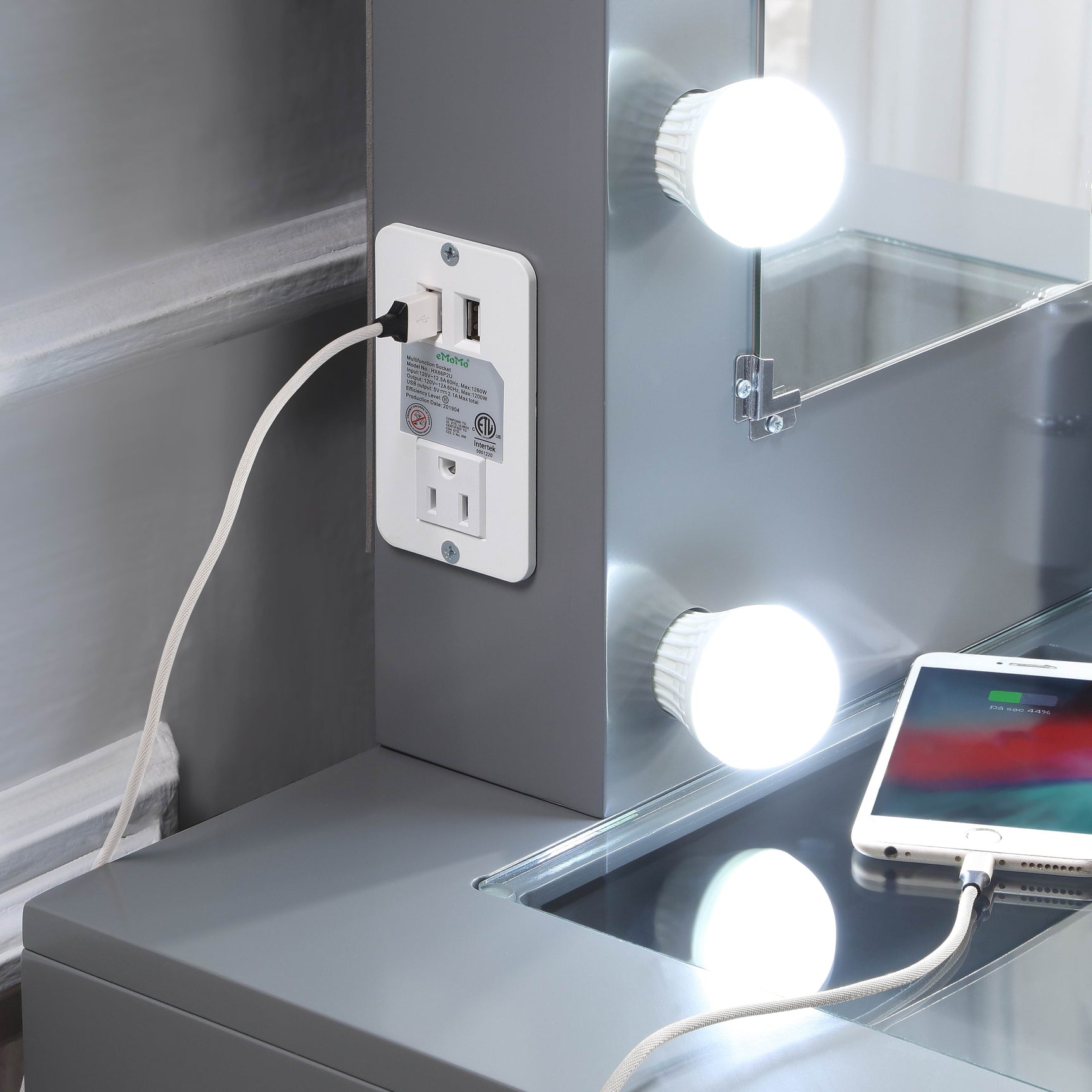 Solace Gray Makeup Vanity - Ornate Home