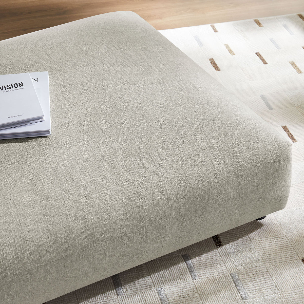 Solace Linen Modular Upholstered Fabric Ottoman - Ornate Home