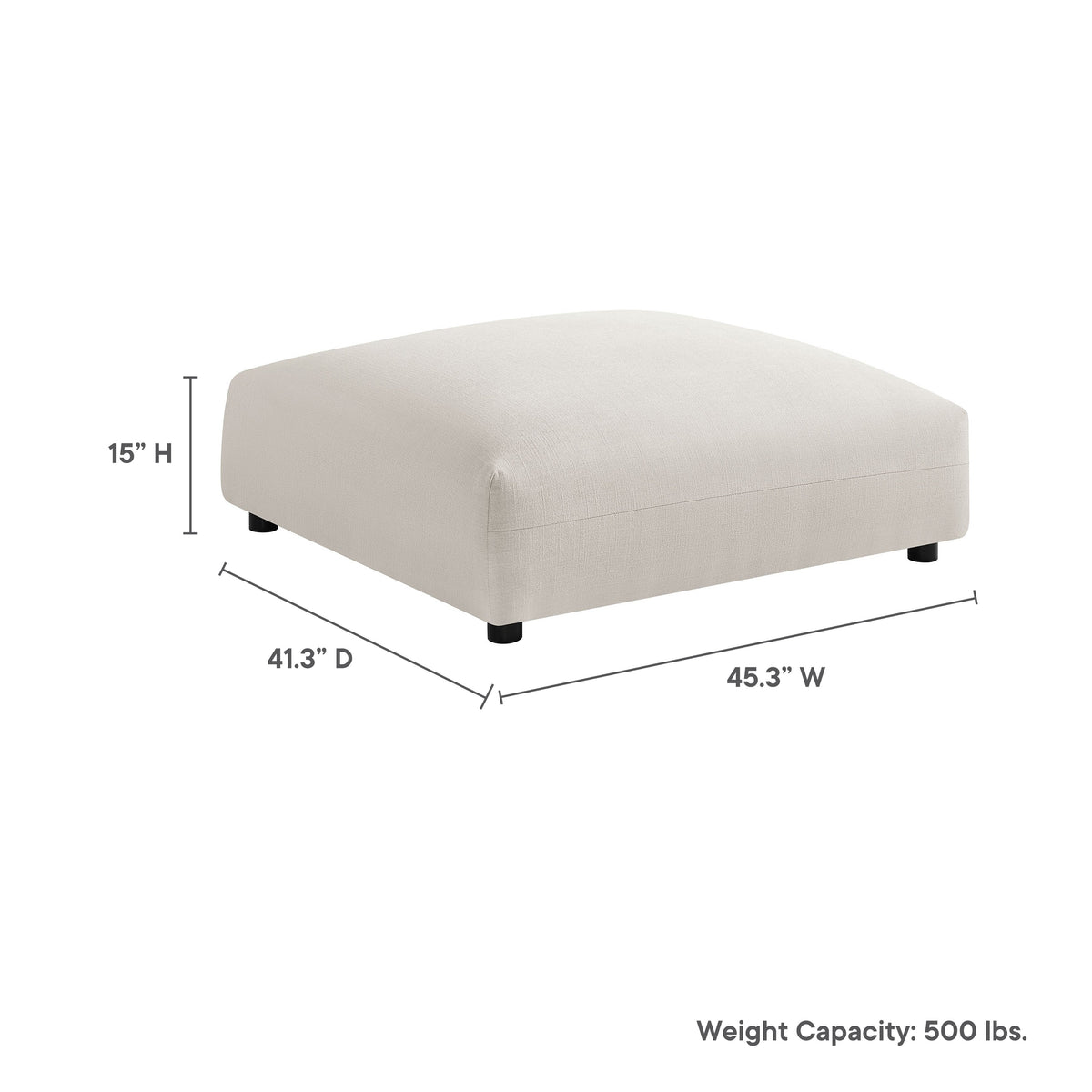 Solace Salt Modular Upholstered Fabric Ottoman - Ornate Home