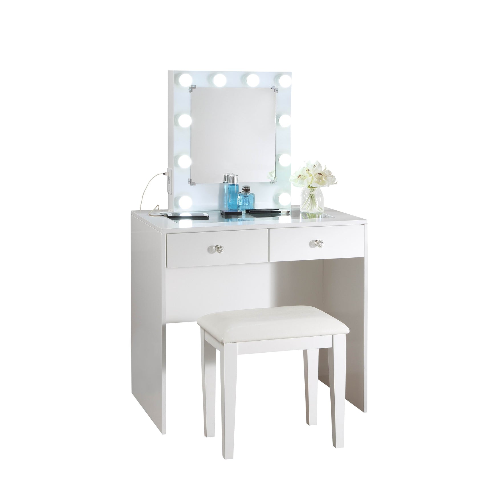 Solace White Makeup Vanity - Ornate Home