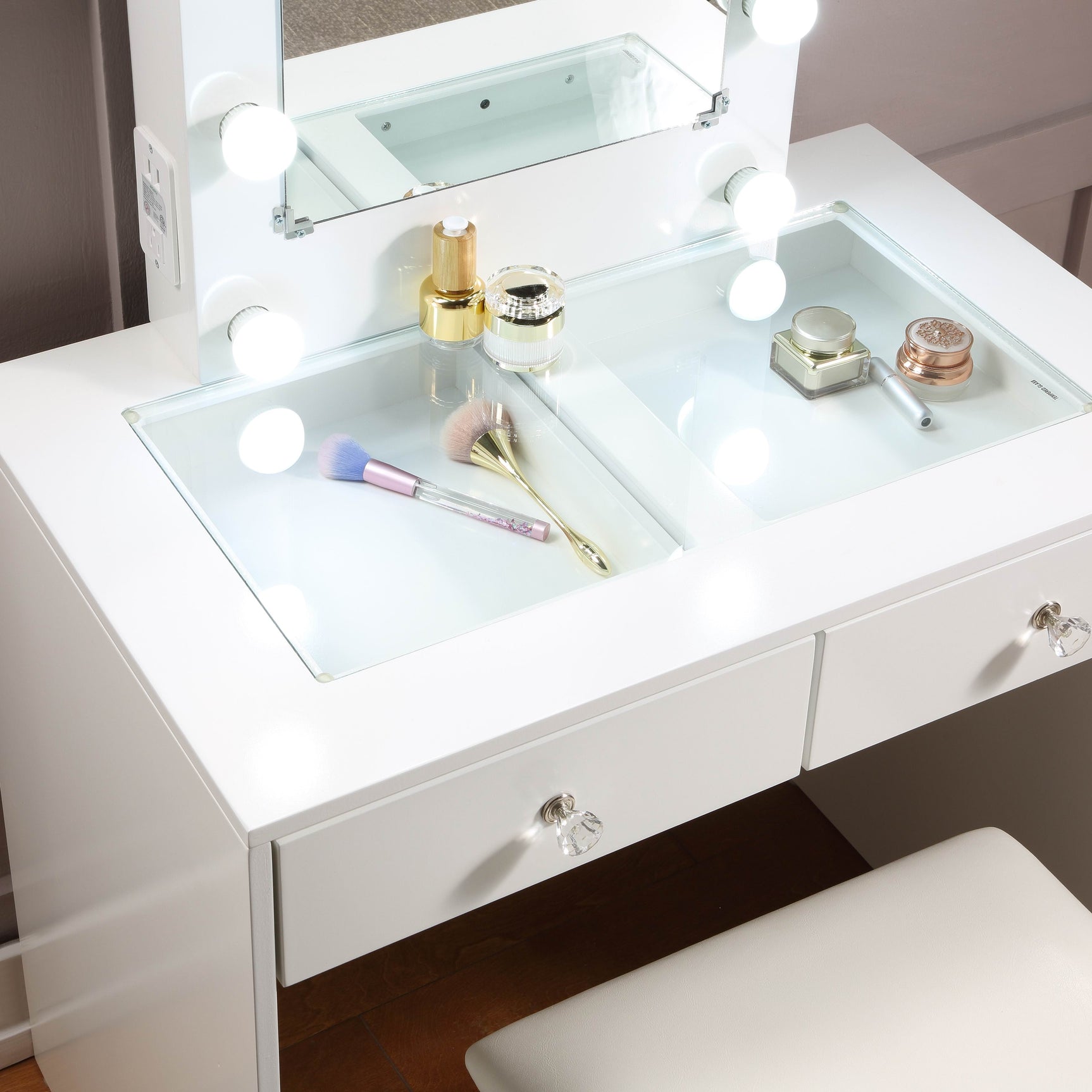 Solace White Makeup Vanity - Ornate Home