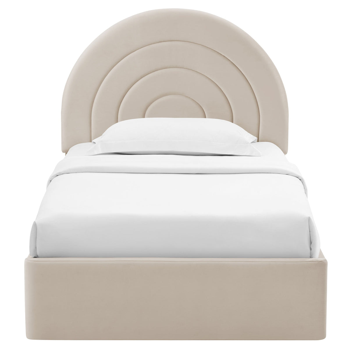 Solana Almond Arched Performance Velvet Twin Platform Bed - Ornate Home