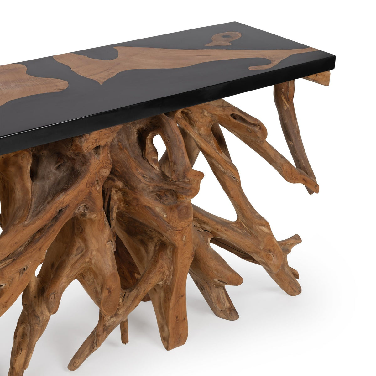 Solana Black Resin Rectangular Console Table