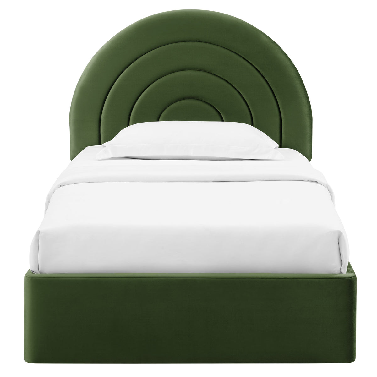 Solana Moss Green Arched Performance Velvet Twin Platform Bed - Ornate Home