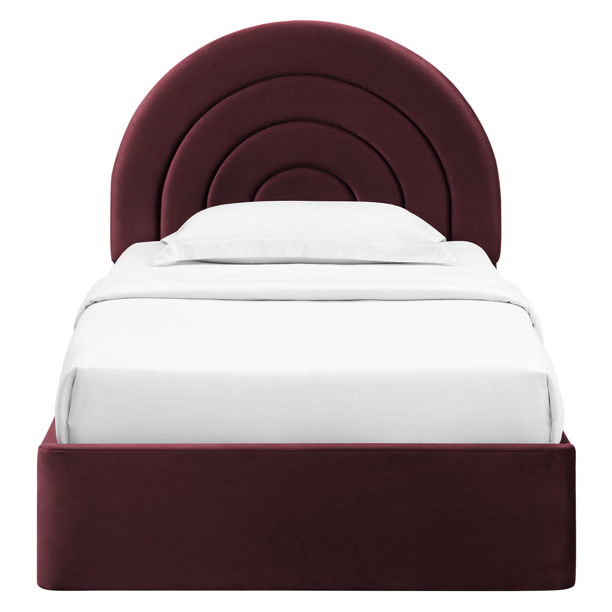 Solana Mulberry Arched Performance Velvet Twin Platform Bed - Ornate Home