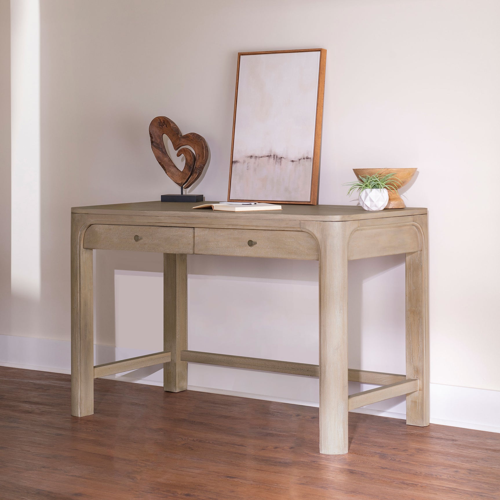 Solano Weathered Mango 2-drawer Makeup Table Vanity Desk - Ornate Home