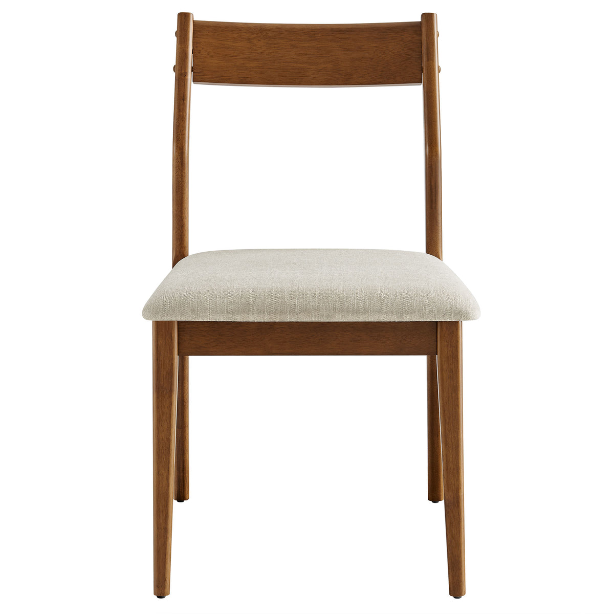 Solara Walnut Heathered Weave Beige Fabric Wood Dining Side Chairs (Set of 2) - Ornate Home