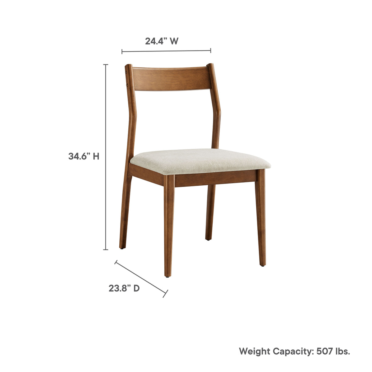 Solara Walnut Heathered Weave Beige Fabric Wood Dining Side Chairs (Set of 2) - Ornate Home
