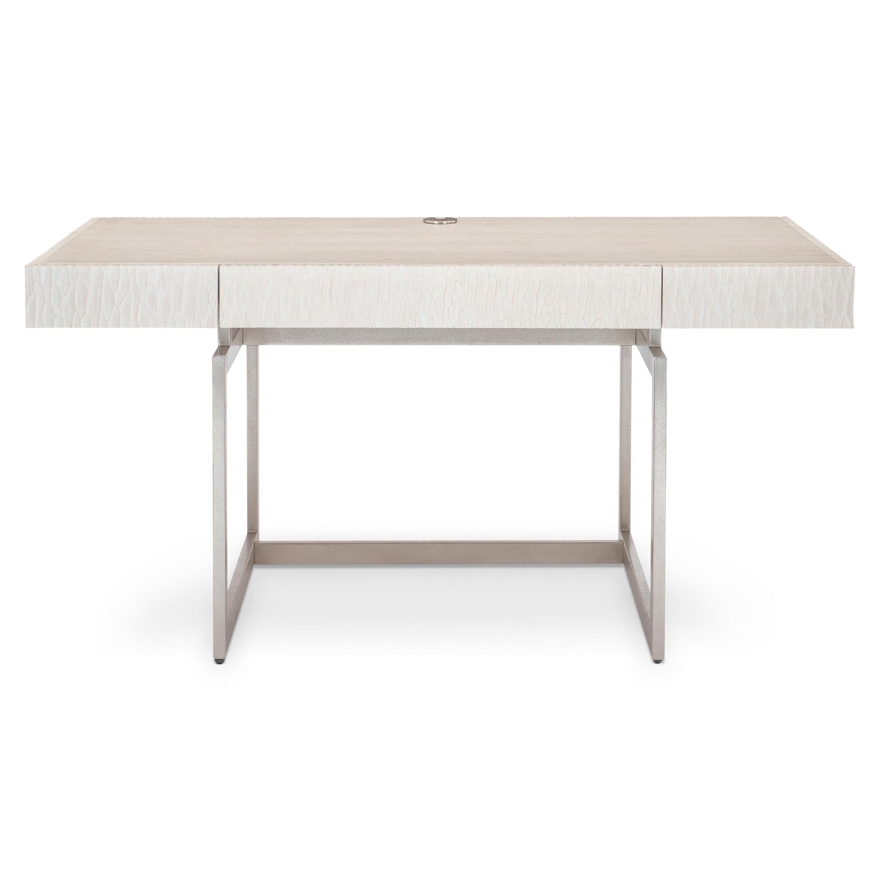 Solaria Weathered Bone/Shiny Nickel Desk - Ornate Home