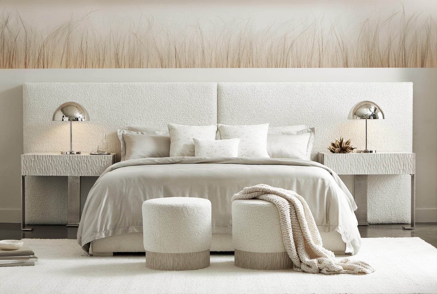 Solaria White/Cream Panel King Bed (160" W) - Ornate Home