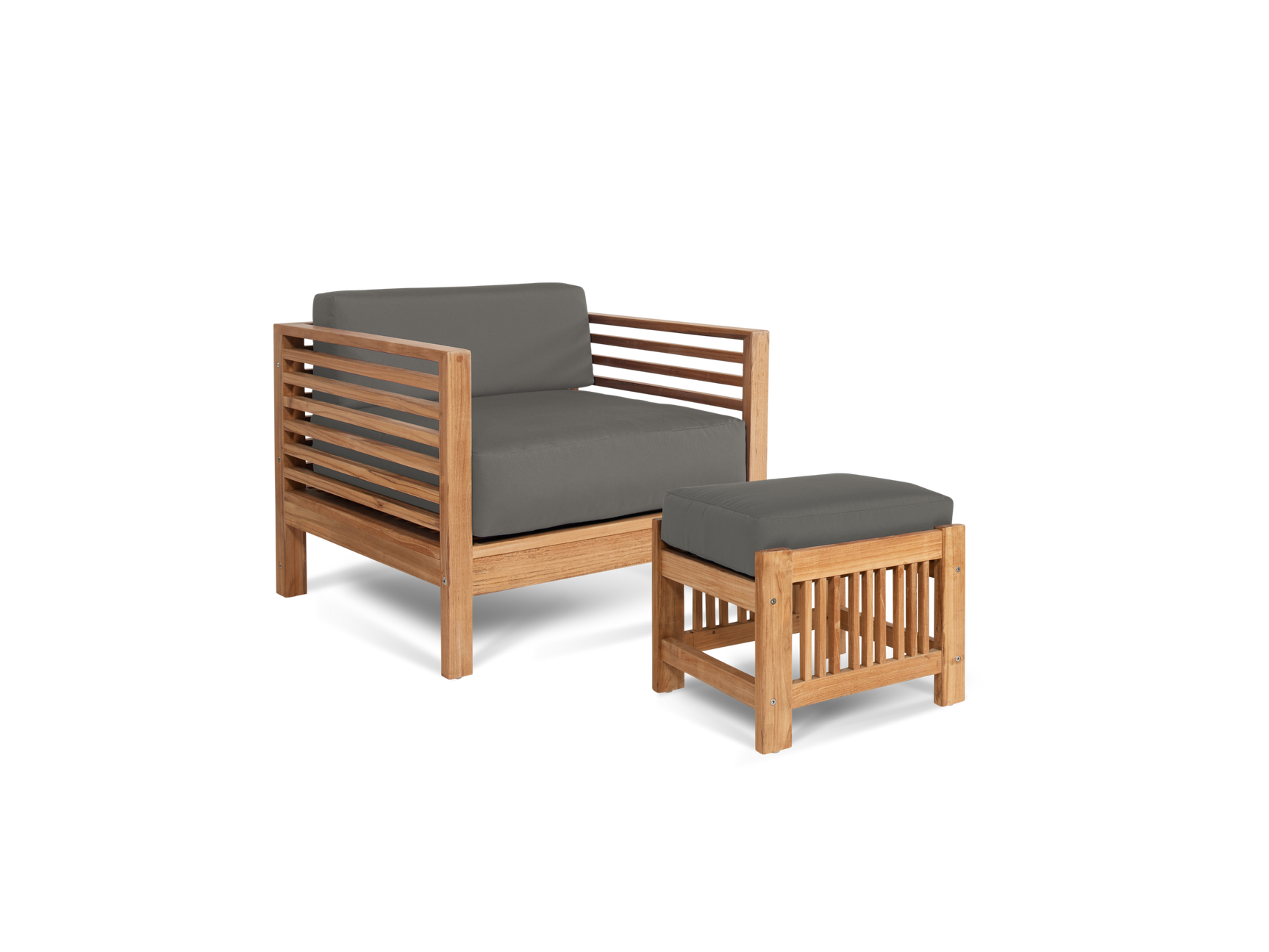Soleil 2-piece Teak Charcoal Outdoor Lounge Set with Sunbrella® Cushion - Ornate Home