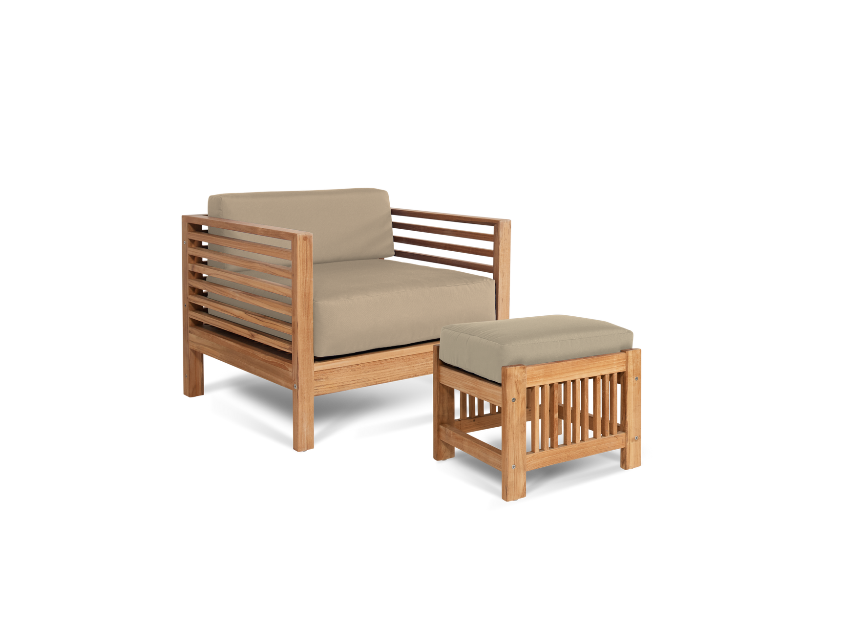 Soleil 2-piece Teak Fawn Outdoor Lounge Set with Sunbrella® Cushion - Ornate Home
