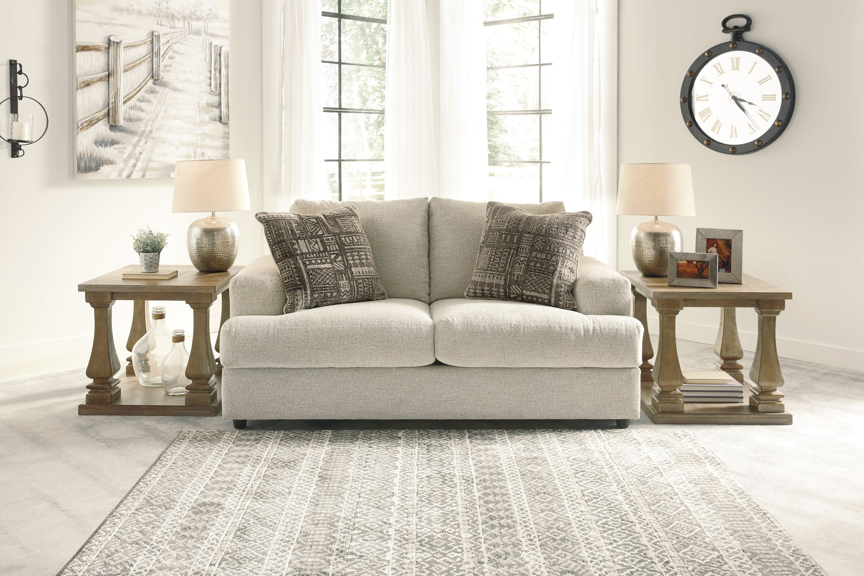 Soletren Stone Loveseat, Oversized Chair and Ottoman (Online Special Price) - Ornate Home