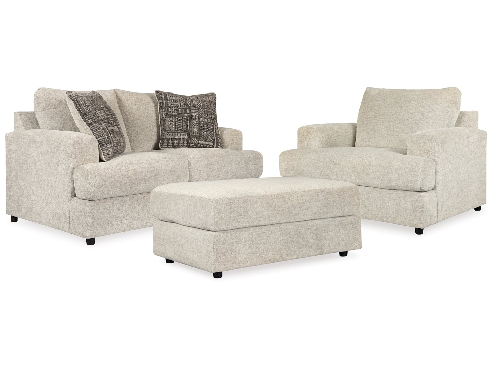 Soletren Stone Loveseat, Oversized Chair and Ottoman - Ornate Home