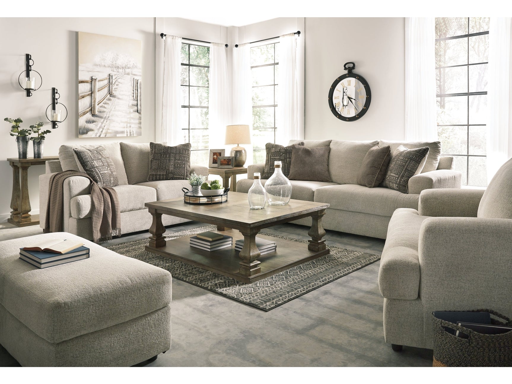 Soletren Stone Sofa, Loveseat, Oversized Chair and Ottoman - Ornate Home