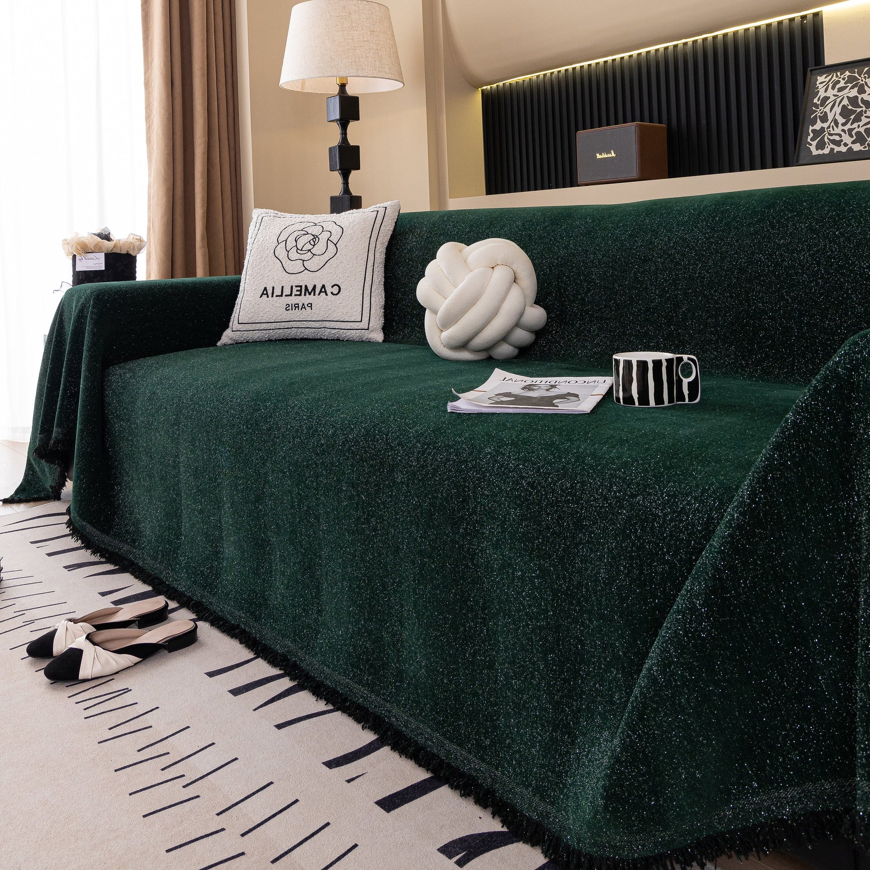 Solid Color Chenille Sofa Cover Blanket Furniture Covers for Sofas and Loveseats - Ornate Home