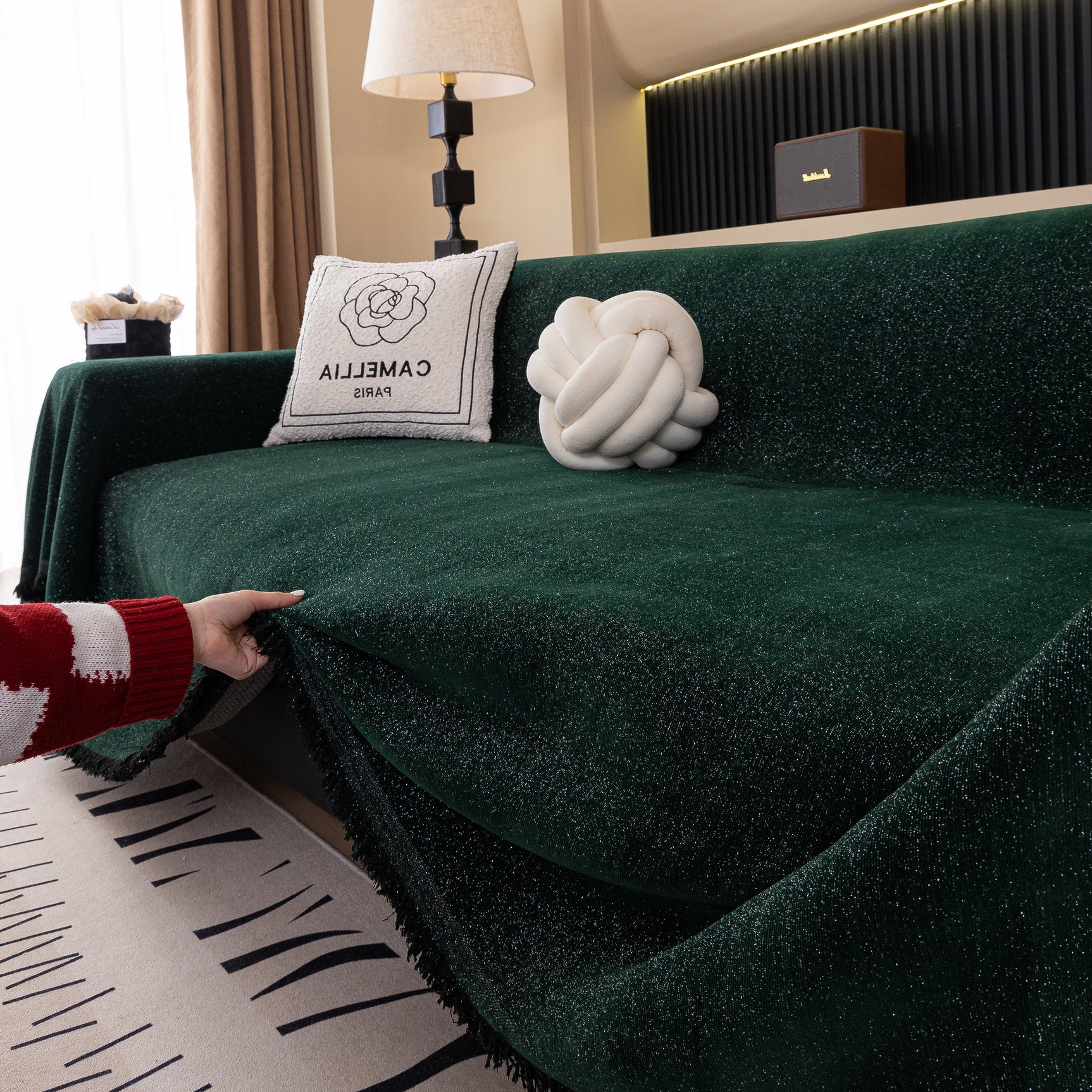 Solid Color Chenille Sofa Cover Blanket Furniture Covers for Sofas and Loveseats - Ornate Home