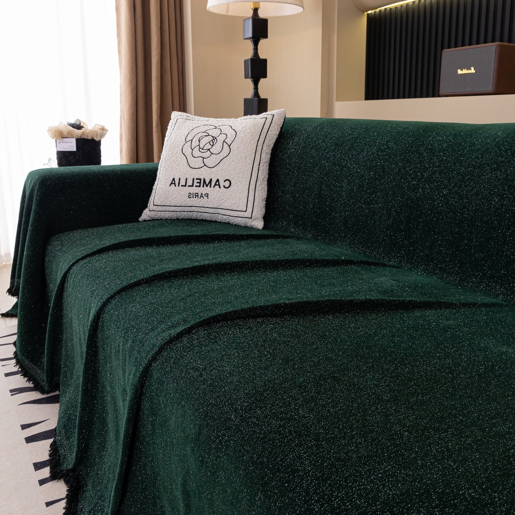 Solid Color Chenille Sofa Cover Blanket Furniture Covers for Sofas and Loveseats - Ornate Home