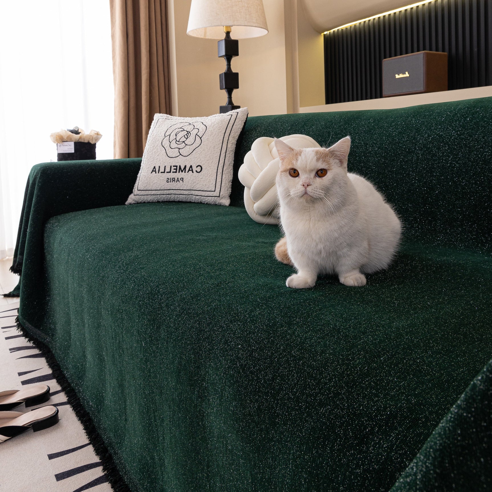 Solid Color Chenille Sofa Cover Blanket Furniture Covers for Sofas and Loveseats - Ornate Home