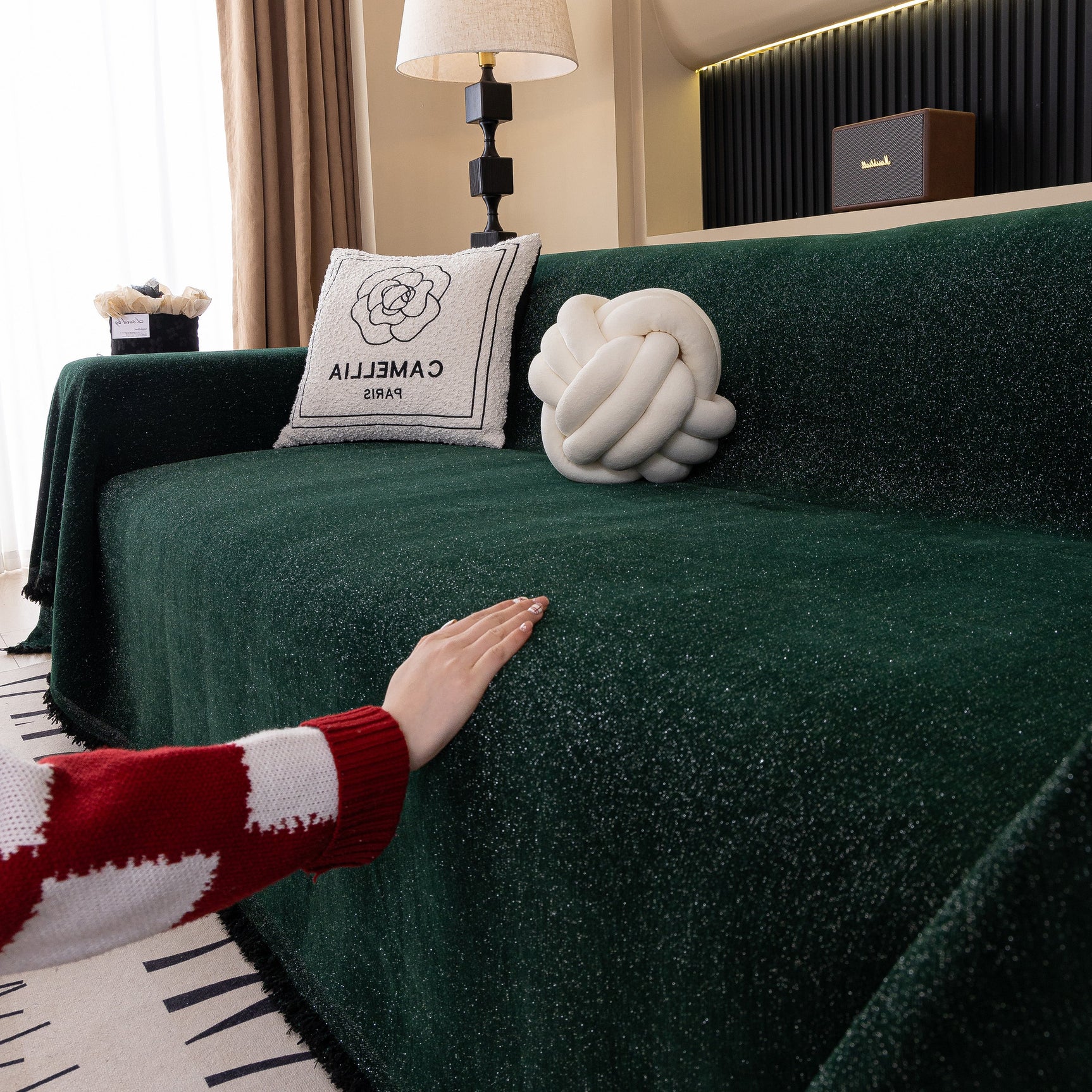 Solid Color Chenille Sofa Cover Blanket Furniture Covers for Sofas and Loveseats - Ornate Home