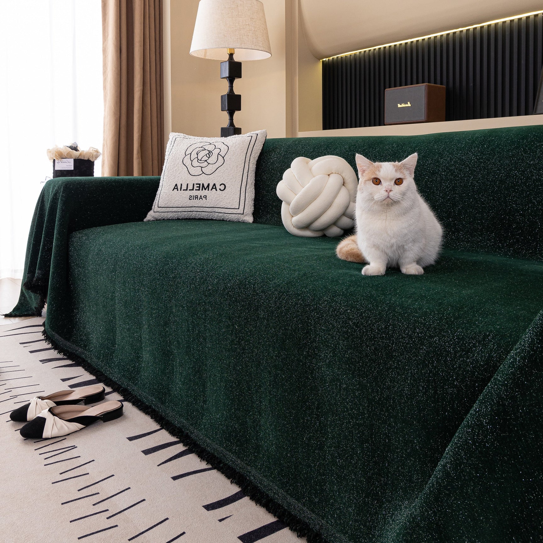 Solid Color Chenille Sofa Cover Blanket Furniture Covers for Sofas and Loveseats - Ornate Home