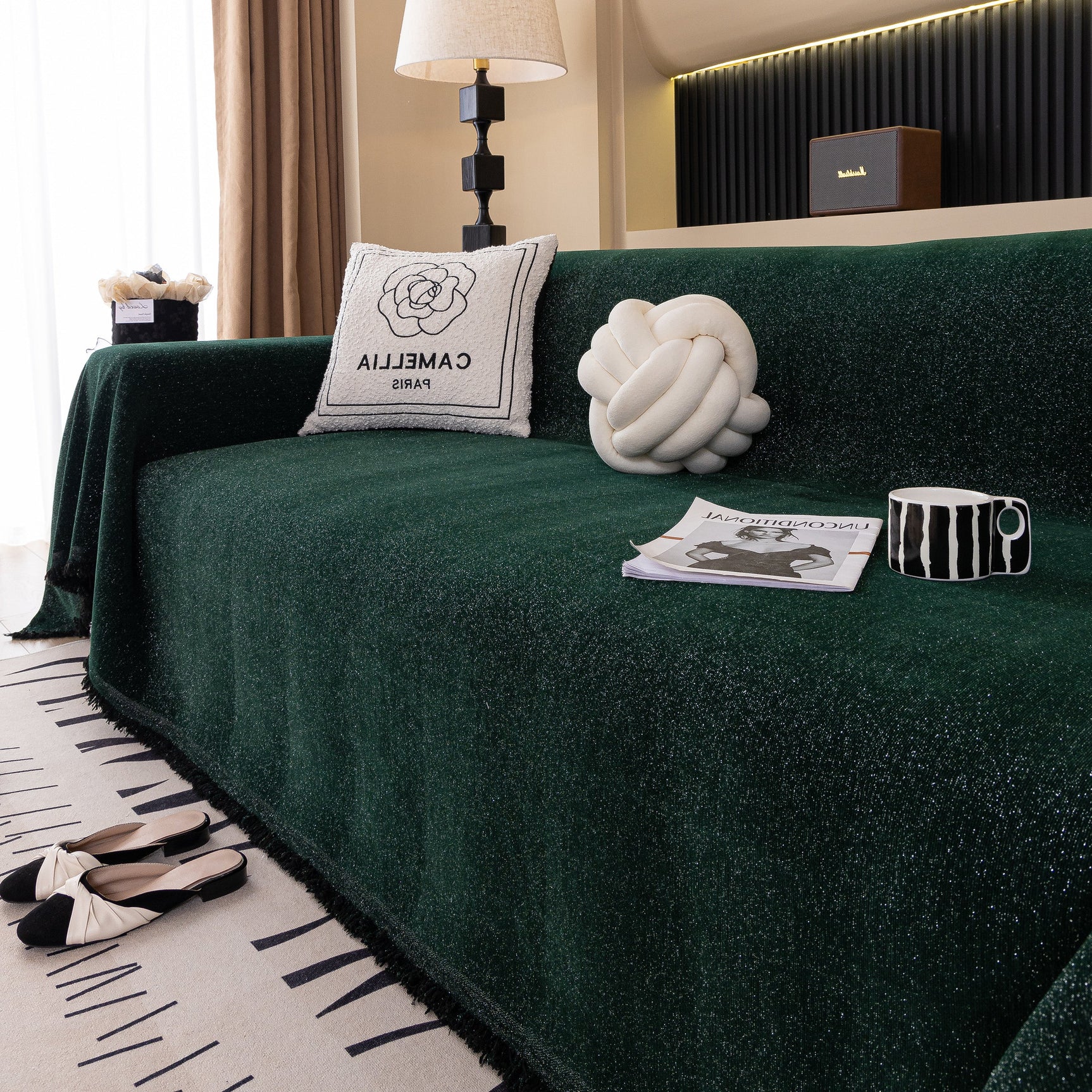 Solid Color Chenille Sofa Cover Blanket Furniture Covers for Sofas and Loveseats - Ornate Home