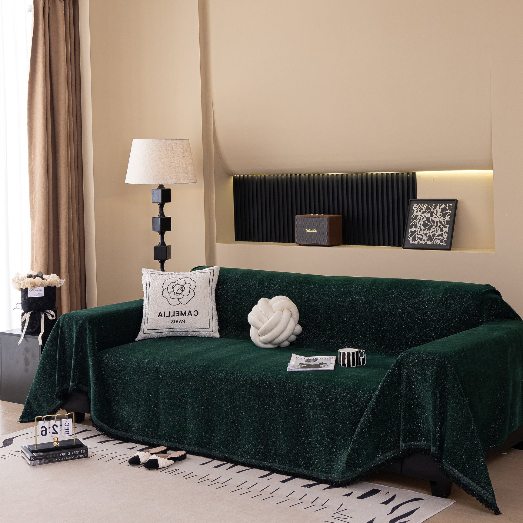 Solid Color Chenille Sofa Cover Blanket Furniture Covers for Sofas and Loveseats - Ornate Home