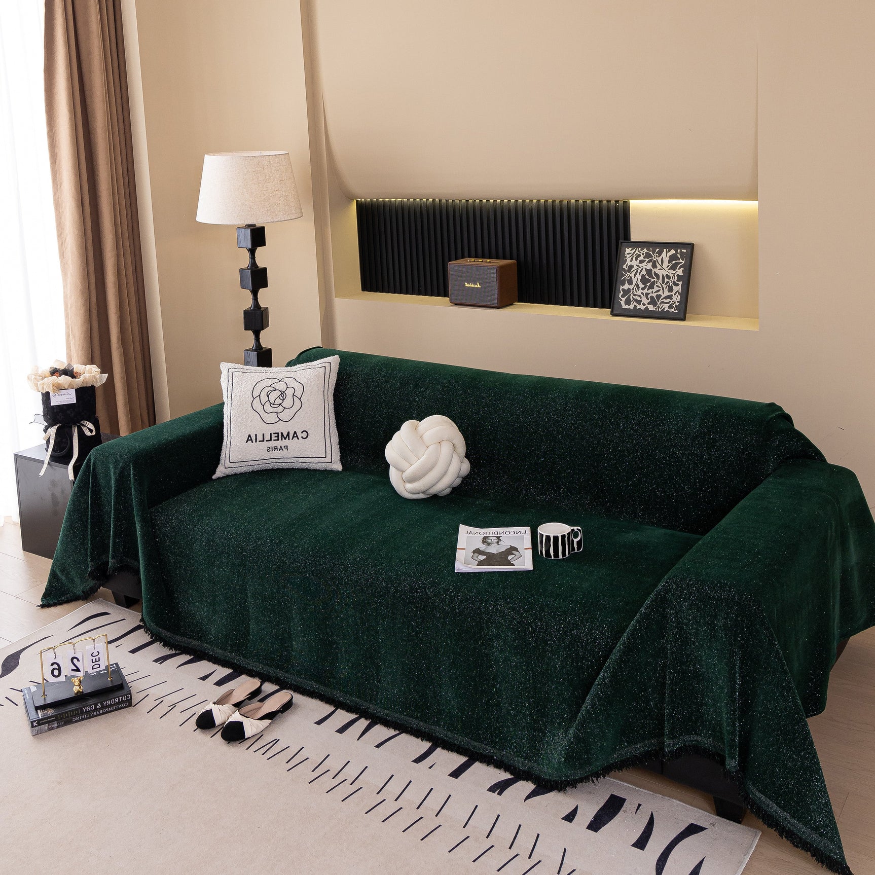Solid Color Chenille Sofa Cover Blanket Furniture Covers for Sofas and Loveseats - Ornate Home