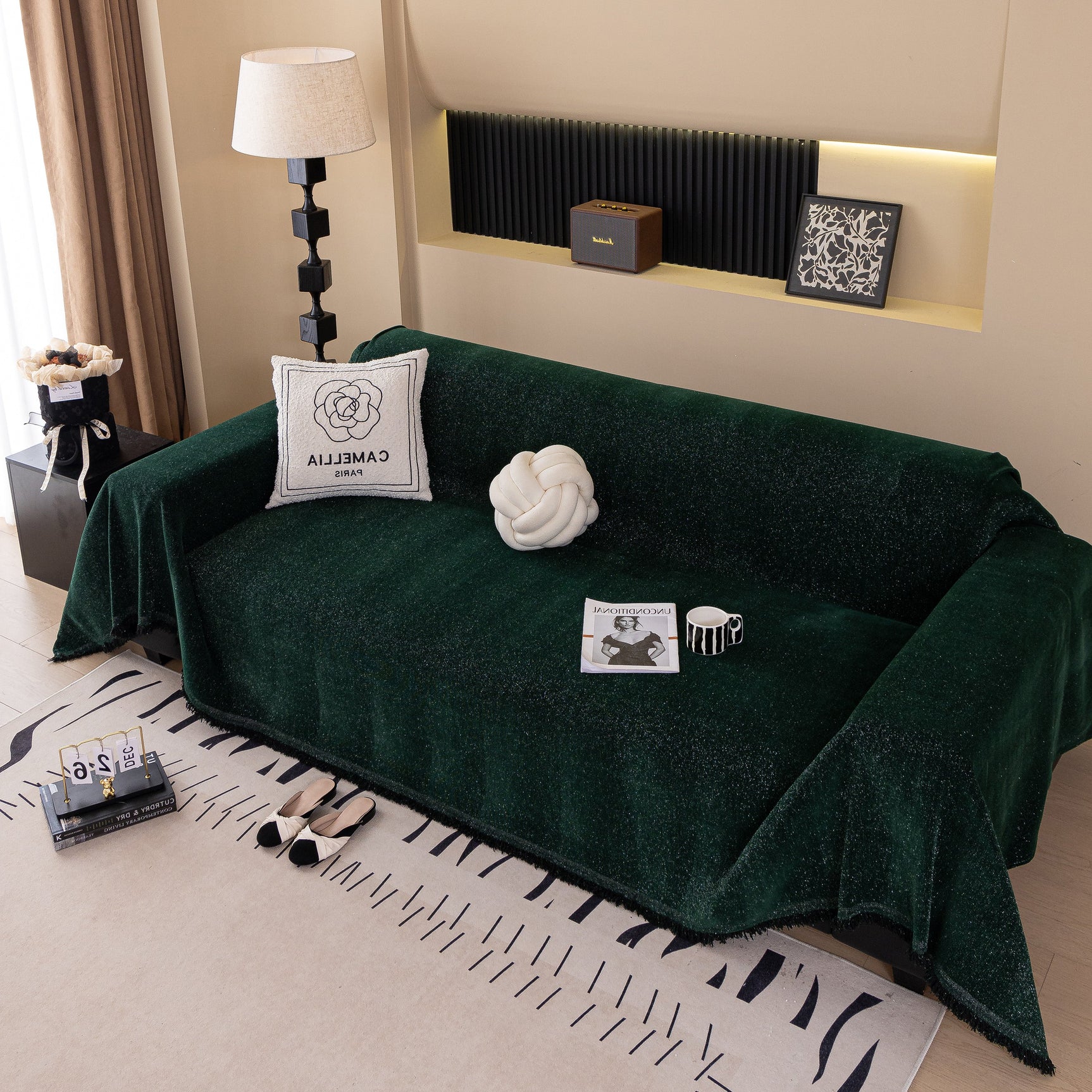 Solid Color Chenille Sofa Cover Blanket Furniture Covers for Sofas and Loveseats - Ornate Home