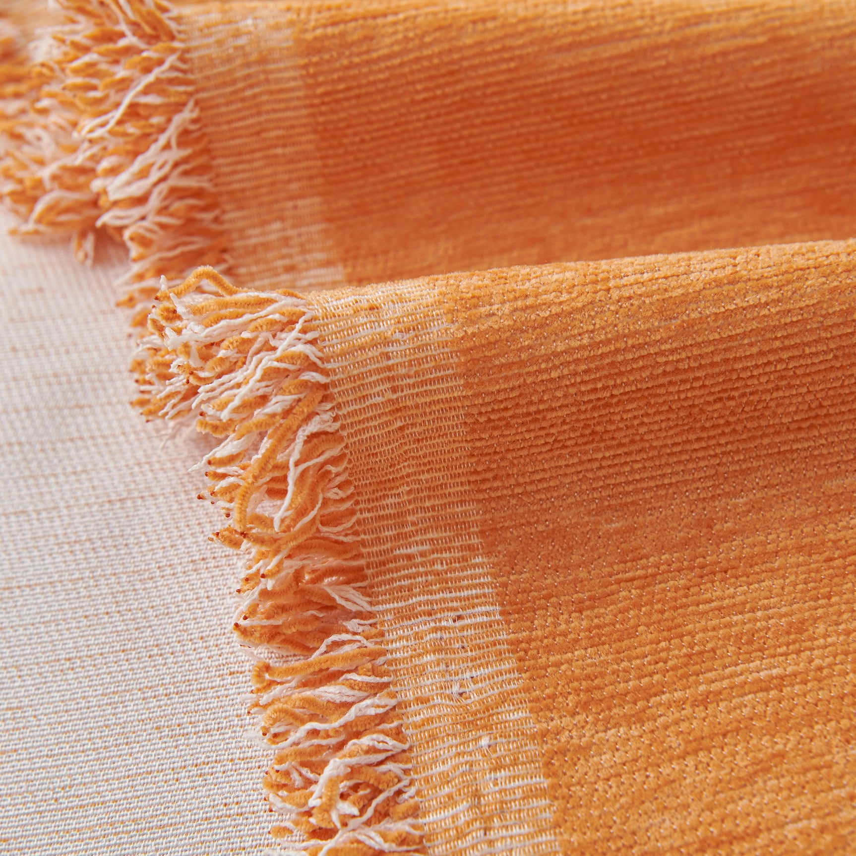 Solid Color Chenille Sofa Throw Blanket, Cozy & Easy Care Fringed Furniture Protector - Ornate Home
