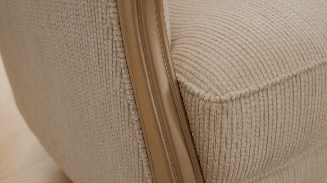 Solstice Luxe Beige/Gold Trim Sofa / HD-S7005 - Ornate Home
