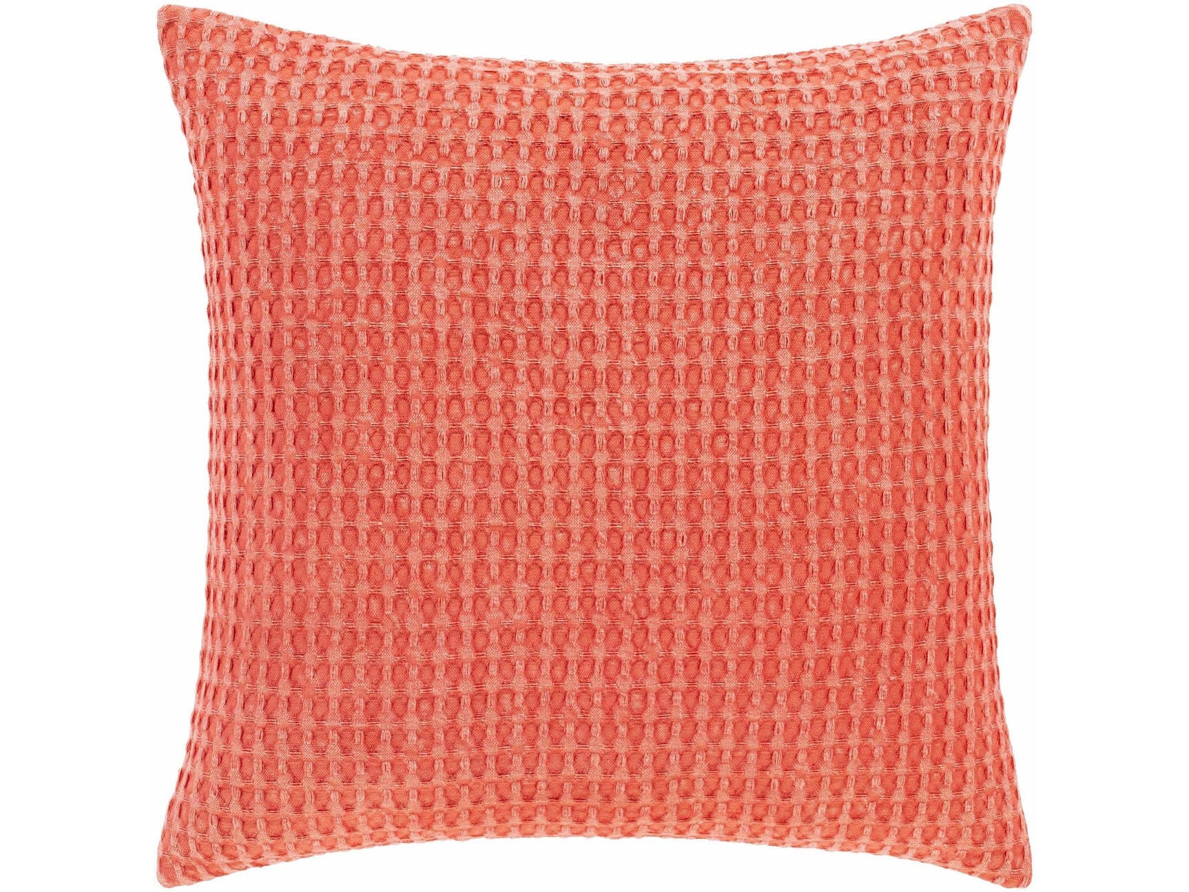 Solvang Textured Coral Cotton Square Throw Pillow - Ornate Home