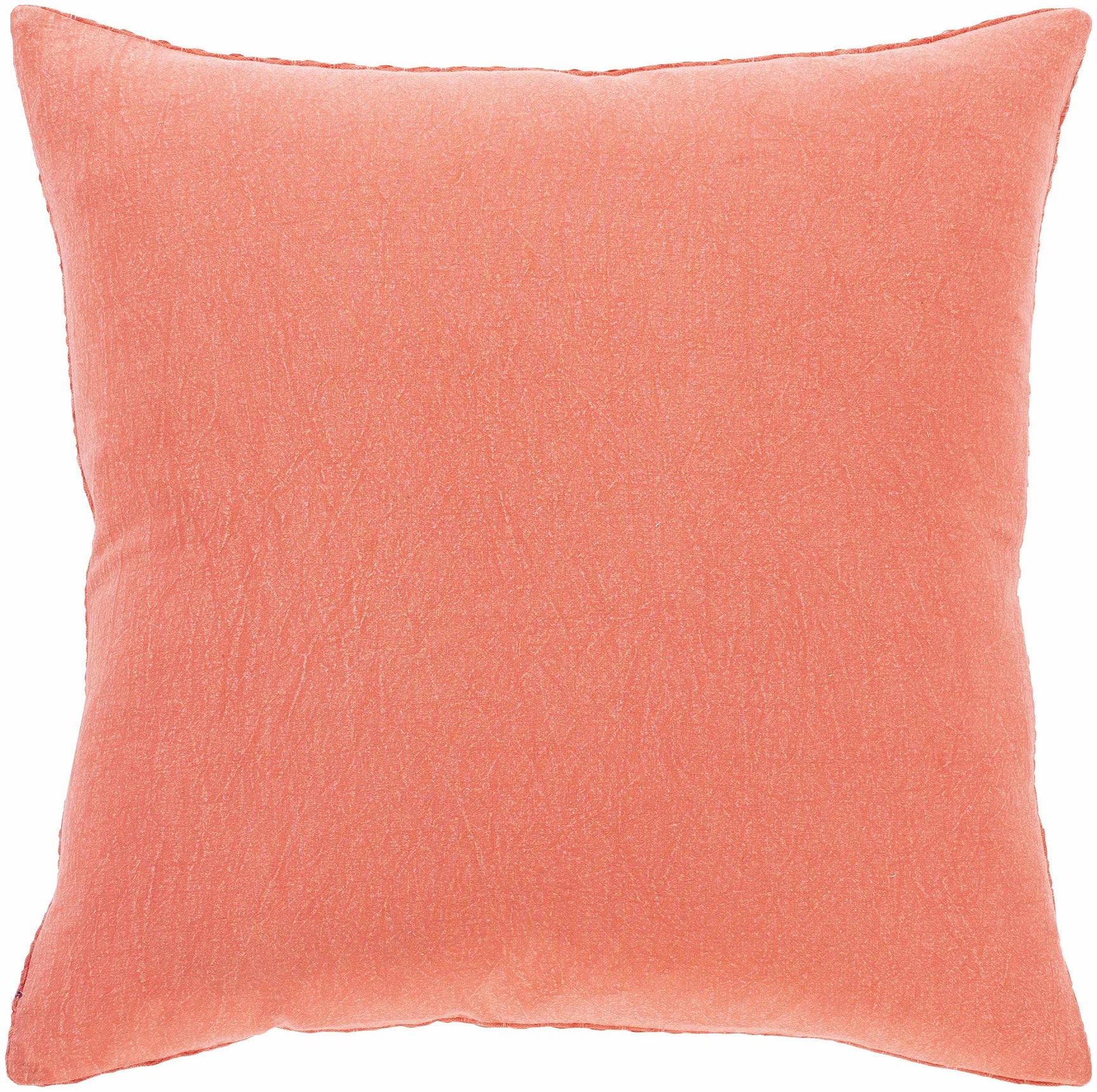 Solvang Textured Coral Cotton Square Throw Pillow - Ornate Home