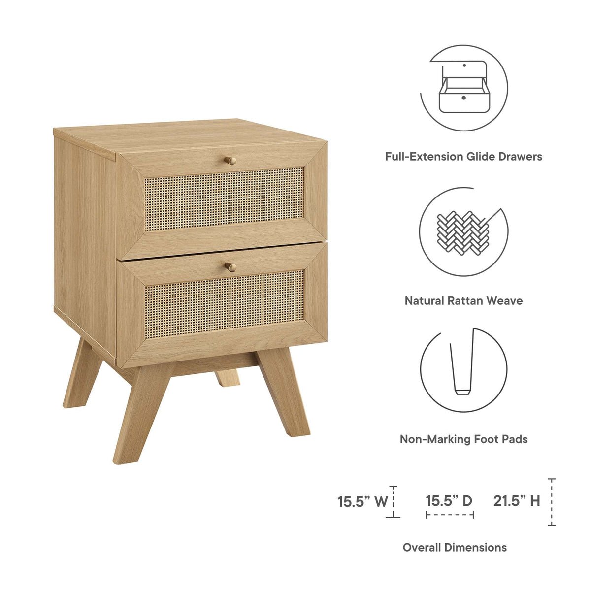 Soma Oak 2-Drawer Nightstand - Ornate Home