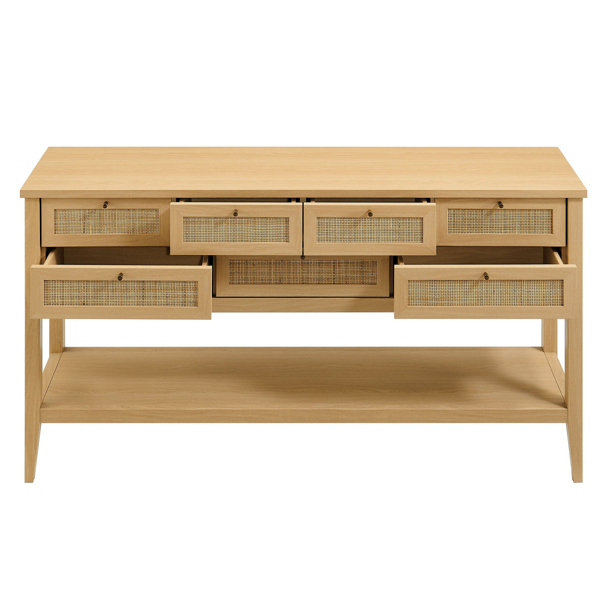 Soma Oak 62 Inch Rattan Console Table - Ornate Home