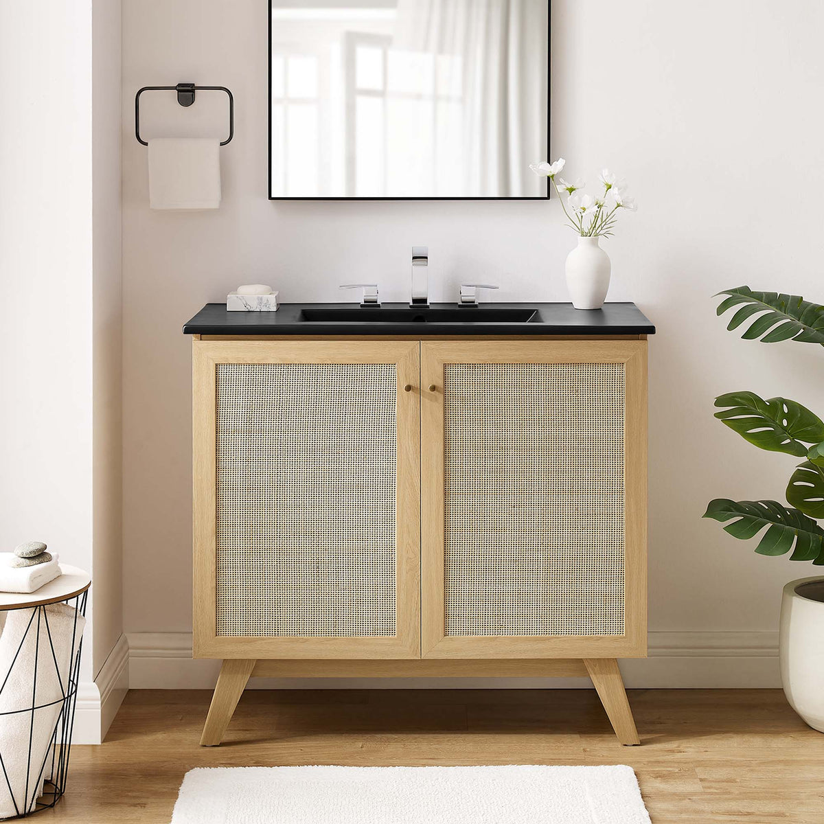Soma Oak/Black 36" Bathroom Vanity - Ornate Home