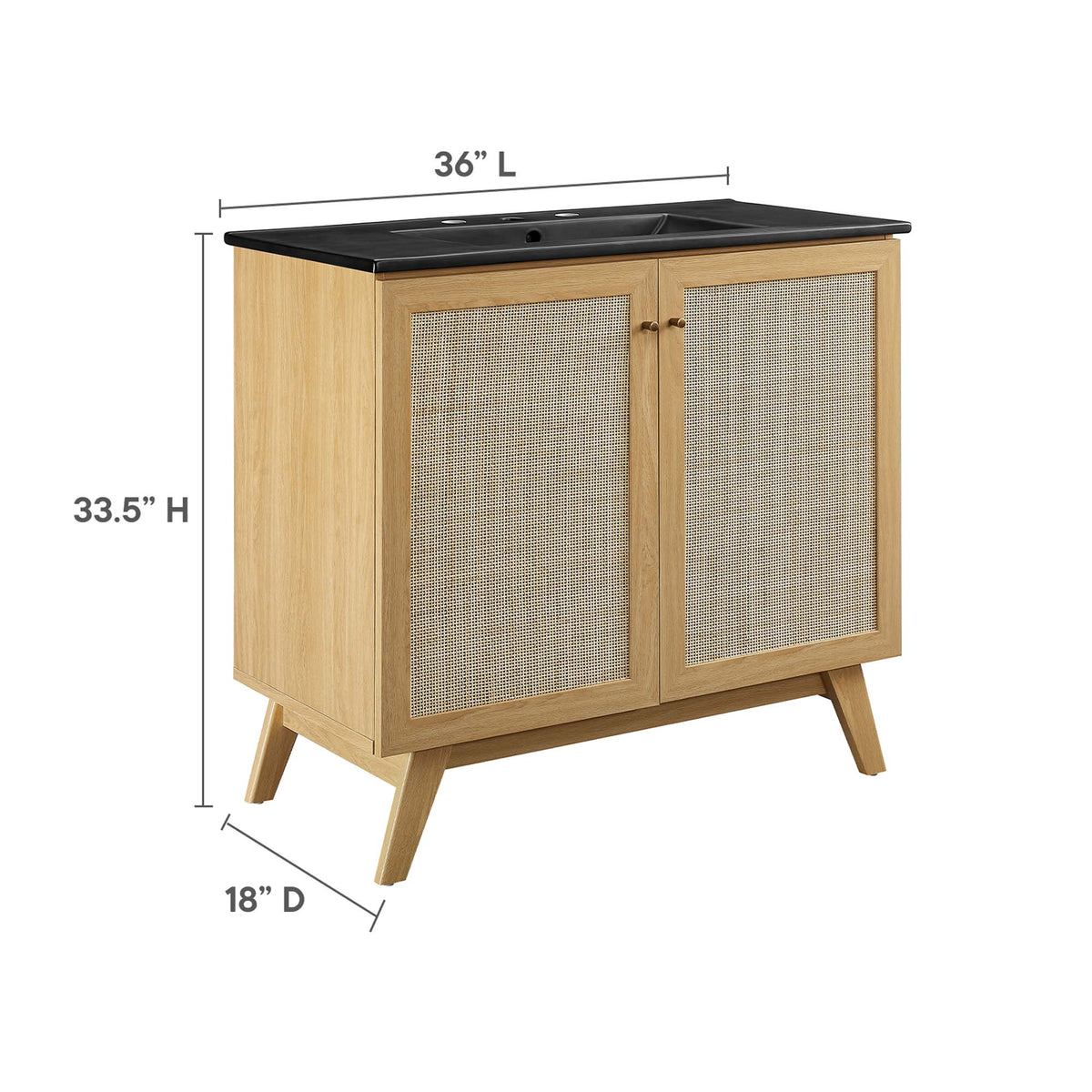 Soma Oak/Black 36" Bathroom Vanity - Ornate Home