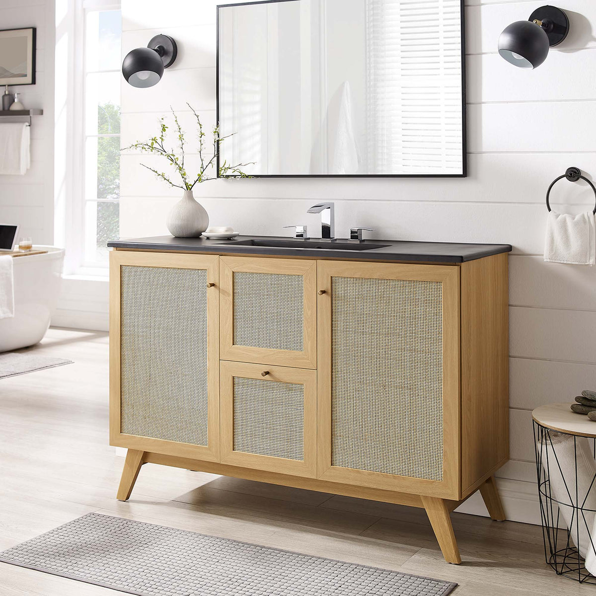 Soma Oak/Black 48" Single Sink Bathroom Vanity - Ornate Home