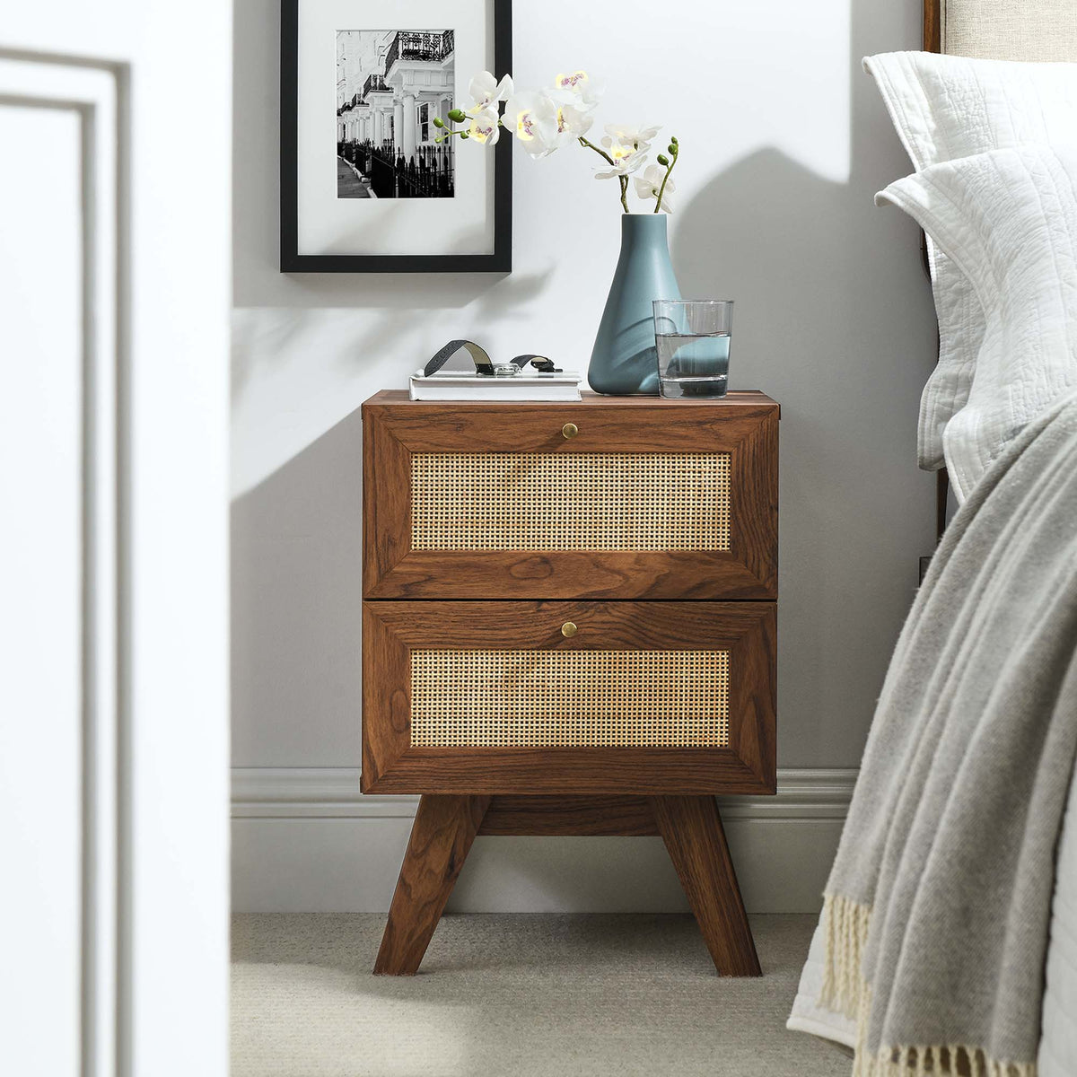 Soma Walnut 2-Drawer Nightstand - Ornate Home