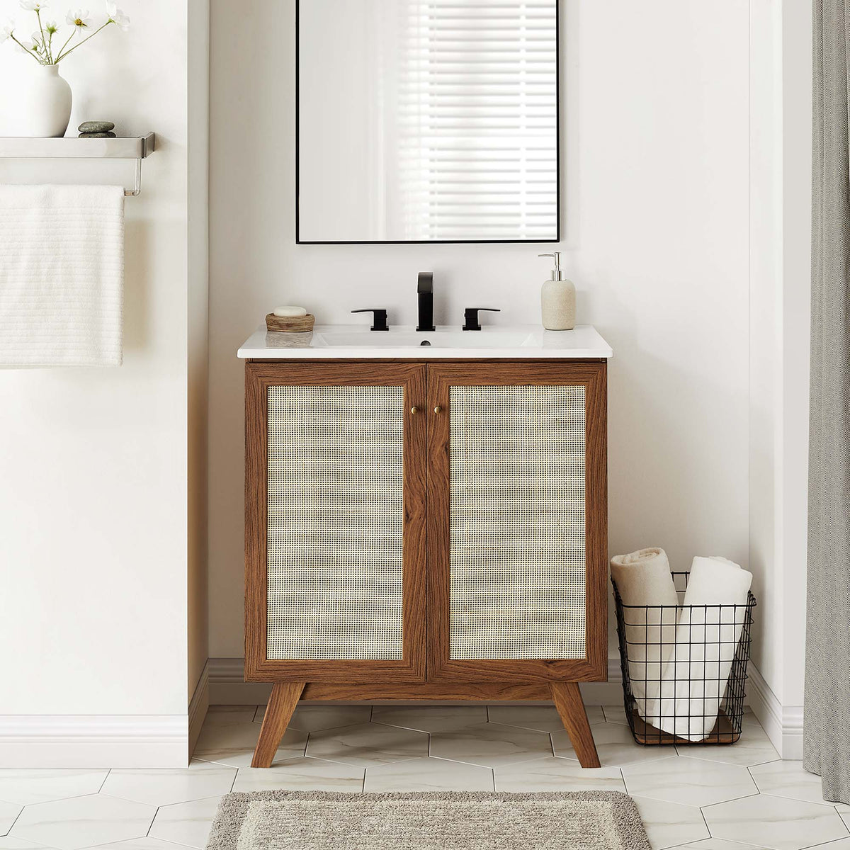 Soma Walnut 30" Bathroom Vanity Cabinet (Sink Basin Not Included) - Ornate Home