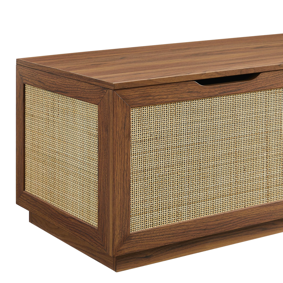 Soma Walnut 47" Rattan Storage Bench - Ornate Home