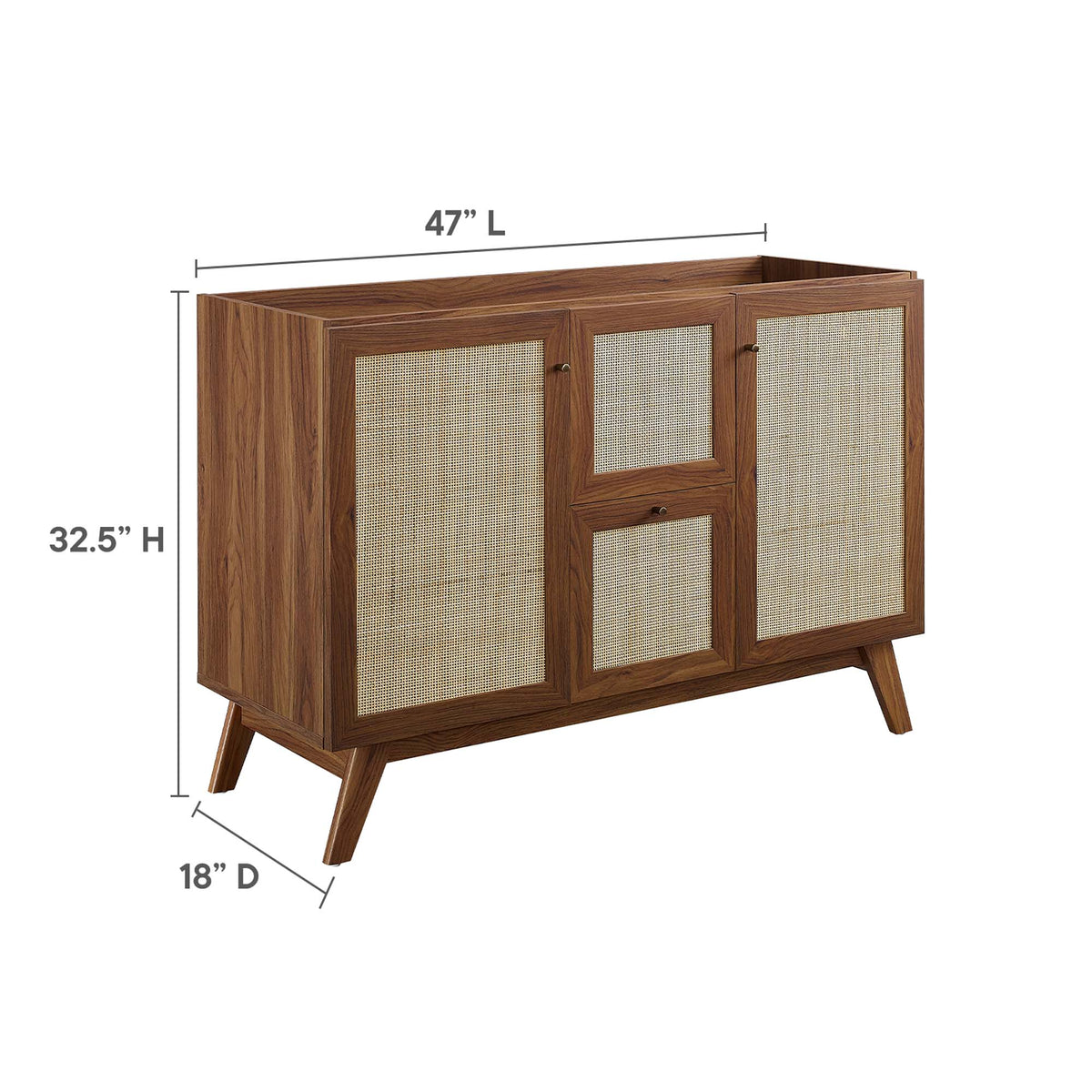 Soma Walnut 48" Single or Double Sink Compatible Bathroom Vanity Cabinet (Sink Basin Not Included) - Ornate Home
