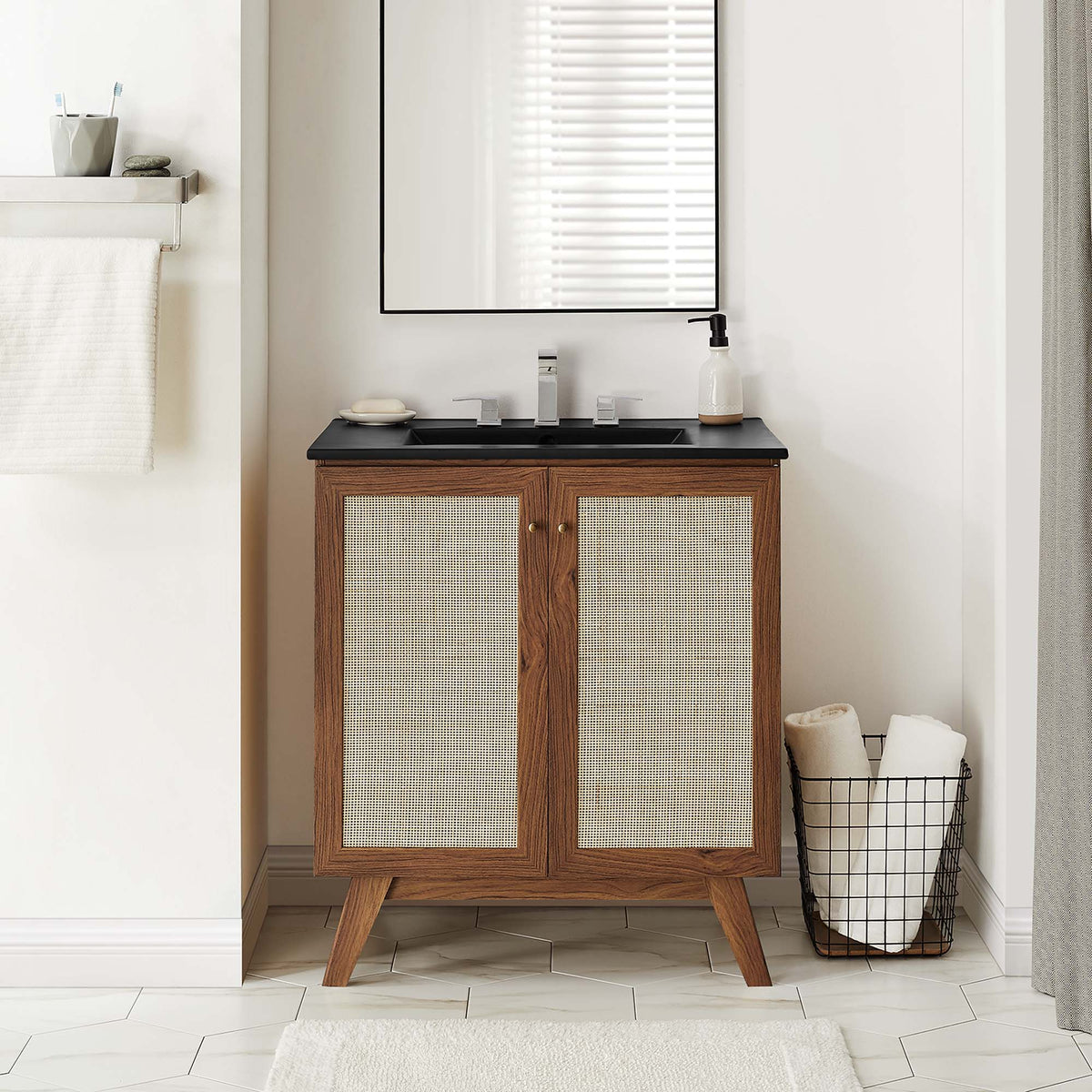 Soma Walnut/Black 30" Bathroom Vanity - Ornate Home