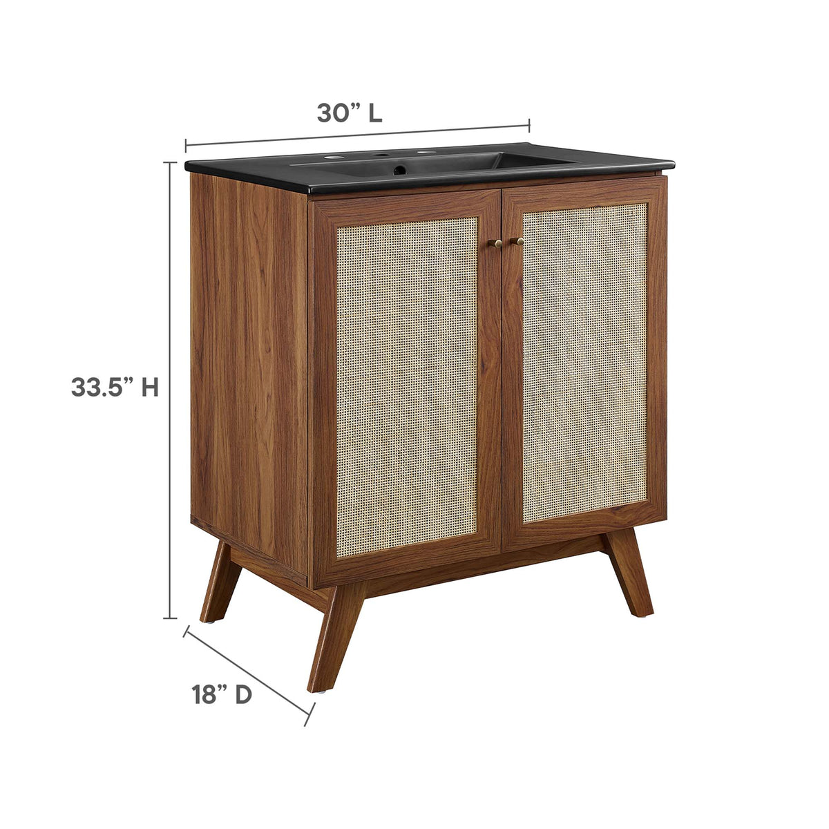 Soma Walnut/Black 30" Bathroom Vanity - Ornate Home