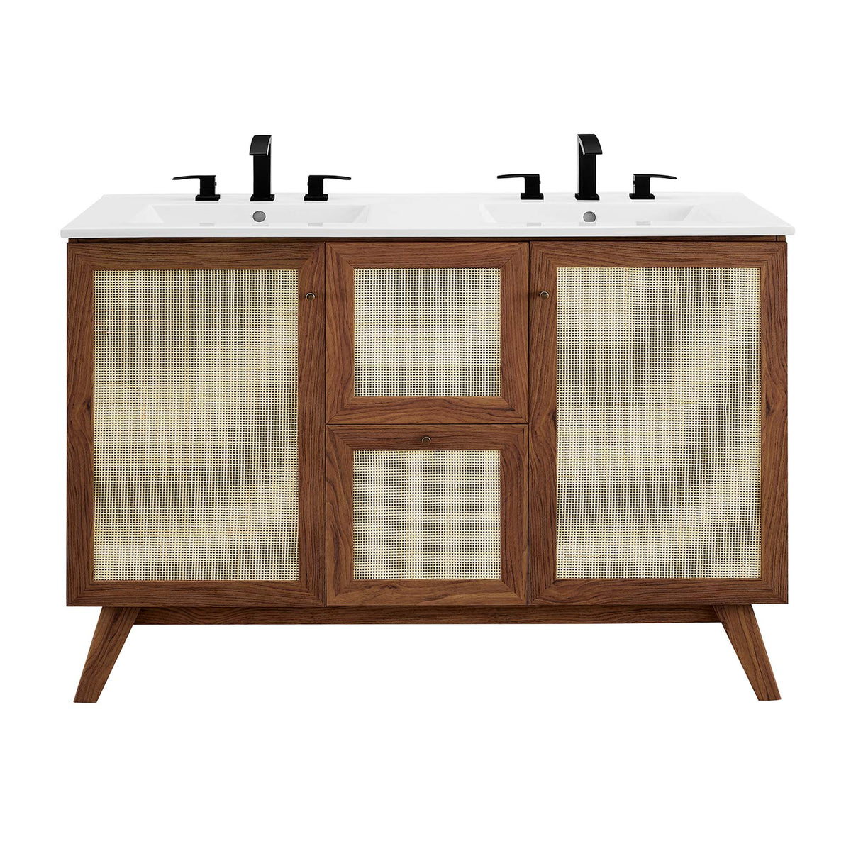 Soma Walnut/White 48" Double Sink Bathroom Vanity - Ornate Home